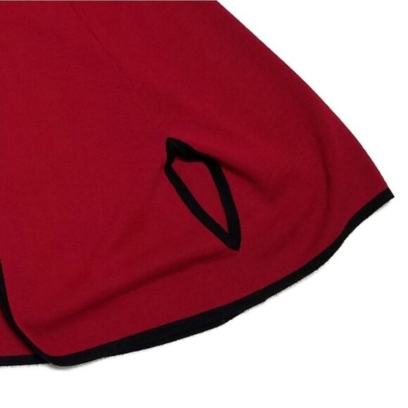 KASPER Cranberry Red Black Mini Poncho Cape - Picture 3 of 7